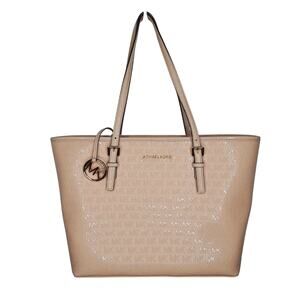 MICHAEL KORS Jet Set Travel Medium Oyster Tote Bag 38T8XTVT2A Patent Leather